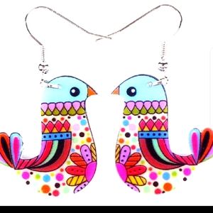 New Colorful Bird Dangle Earrings Retro Style